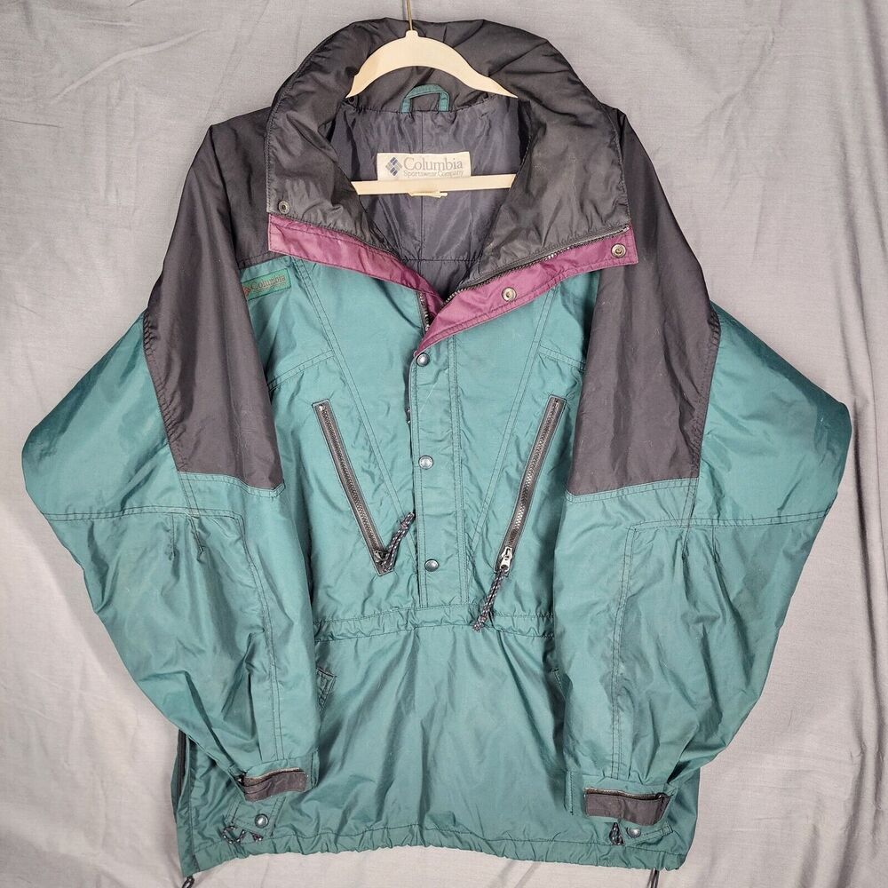 Vintage Columbia Jacket Mens Size Large Half Zip Pullover Nylon